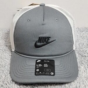 Nike Rise Cap Structured Trucker Snapback Hat Cap Size L/XL Gray FB5378-084 NEW